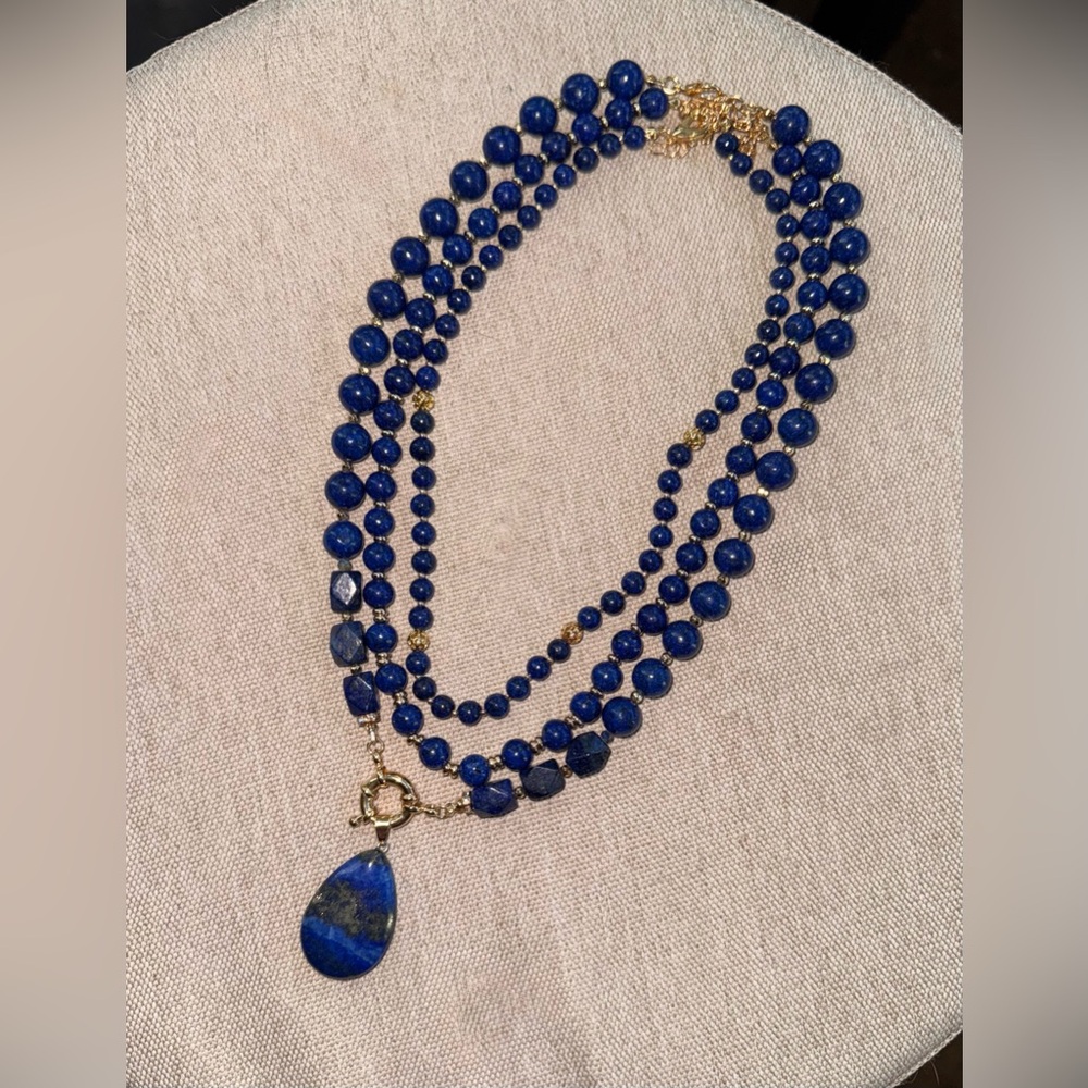 Elegant Sodalite Necklace with Gold Accents